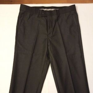 Men's Flat Front Dress Pants, Charcoal, Fino Uomo